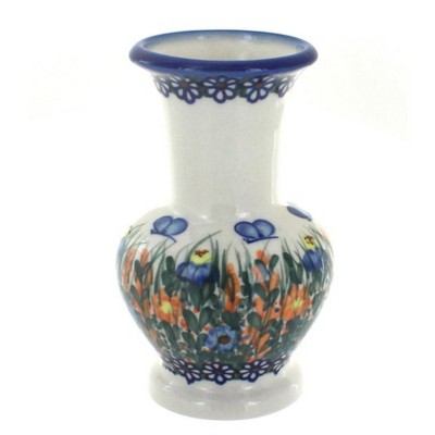 Blue Rose Polish Pottery Spring Butterfly Medium Vase