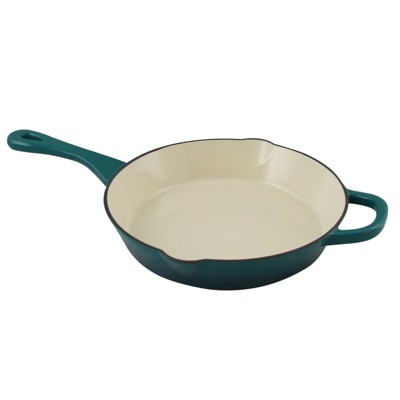 Crock Pot Artisan 8in Round Enameled Cast Iron Skillet in Teal Ombre - Thumbnail 5