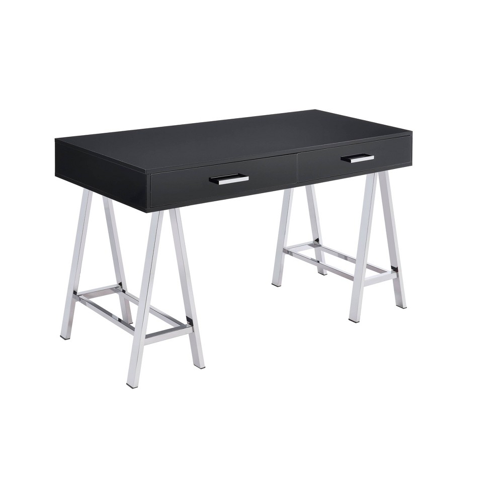 Photos - Office Desk Coleen Built-In USB Port Writing Desk: Office Furniture with Storage, Chro