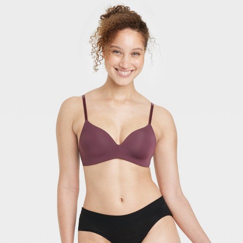 Women's Bliss Lightly Lined Wirefree Bra - Auden™ Burgundy 32A