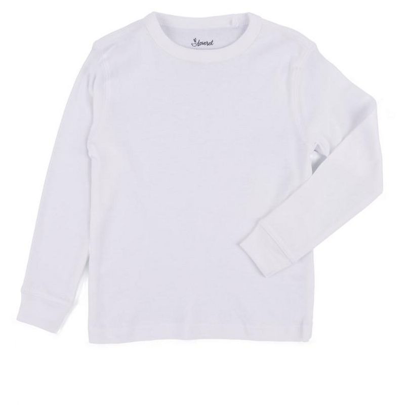 Leveret Kids Long Sleeve Solid Neutral Color T-Shirt, 2 of 3