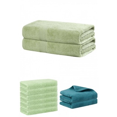 REGALWOVEN Absorbent Solid Bath Hand Face Cloths Cotton Towels 3 Piece Sets
