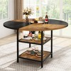 Hooseng Modern Round Kitchen Table, Round Dining Table with Two Storge shlfes and Wooden Table Top, DiningTable for 4-5 People for Kitchen Home - 4 of 4