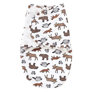 Hudson Baby Infant Boy Plush Faux Fur Swaddle Wrap, Animal Adventure, 0-3 Months - 1 of 2