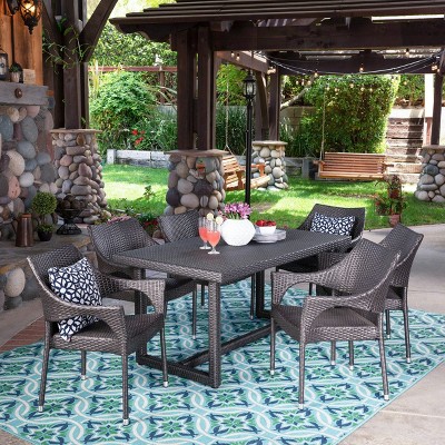 Abbott 7pc Wicker Dining Set - Gray - Christopher Knight Home