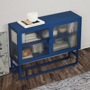 Modern Sideboard Buffet Cabinet, Stylish Tempered Glass Kitchen Sideboards With 2 Door Adjustable Shelf U-shaped Leg - 1 of 4