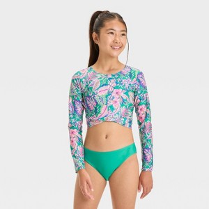 Girls' Abstract Tropical Jungle Flowers Bikini Set - art class™ - 1 of 4