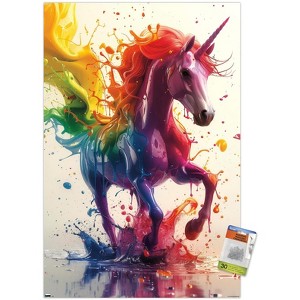 Trends International Ray Heere - Rainbow Unicorn Unframed Wall Poster Prints - 1 of 4