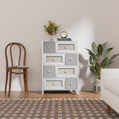 HYLEORY Wood Dresser , 27.55''W Dresser with 8 Drawers, Modern Chest of Drawers, Large Capacity Dresser, Storage Cabinet for Bedroom, Hallway