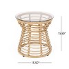 15.5'' Small Round Brown Rattan Side Table with Tempered Glass Top,Boho Outdoor Woven End Table for Patio or Porch-The Pop Home - 4 of 4