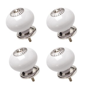 Unique Bargains Ceramic Metal DIY Corrosion-Resistant Dressing Table Cabinet Knob 4 Pcs - 1 of 4