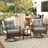 Tangkula Outdoor Swivel Rocking Chairs Set 360 Degree Patio Cushioned Rocker Chairs with 2-Tier Tempered Glass Side Table - 2 of 4