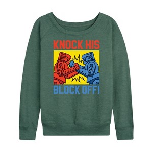 Women's - Rock 'Em Sock 'Em Robots - Knock His Block Off Lightweight French Terry Slouchy - 1 of 4