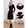 INSPIRE CHIC Women's Ribbed Knitted Long Sleeve Crew Neck High Waist A-Line Casual Dresses - 2 of 4
