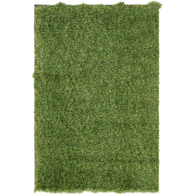 Green Synthetic Rectangular Outdoor Grass Area Rug