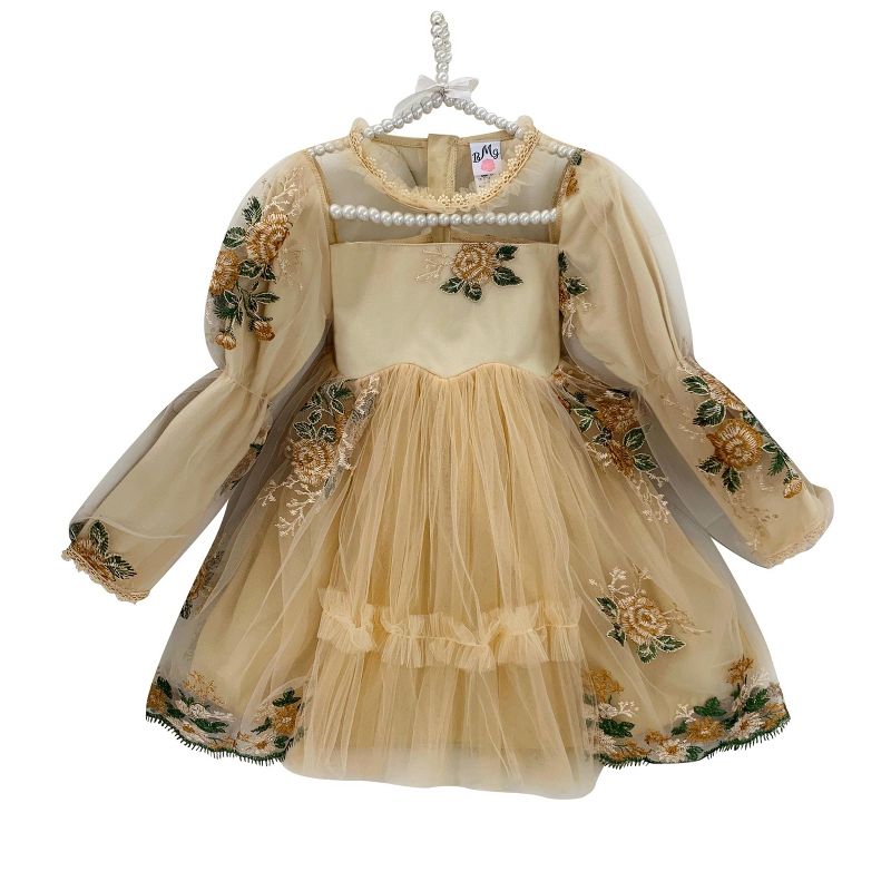 Girls Flower Embroidered Lace Dress - Mia Belle Girls, 2 of 6