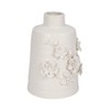 Ceramic Vase - Floral Embossed Ceramic, Boho Glam Decorative Accent for Home, Office, Bedroom, Living Room - Elegant Modern Flower Design - 11" White - 4 of 4