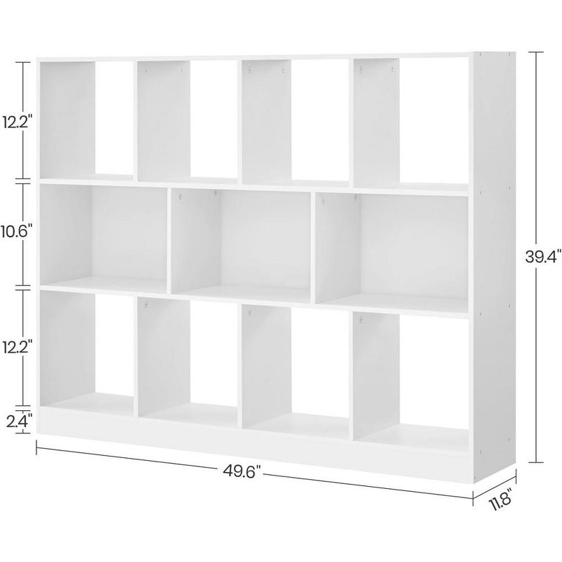 VASAGLE Bookshelf, Bookcase, Book Shelf, Storage Shelf, with 11 Storage Compartments, White, 3 of 6