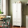 GlasFlength Kitchen Storage Farmhouse Kitchen Pantry Cabinet Freestanding Cupboard Accent Storage Cabinet for Kitchen, White, 27.6"*13.8"*72" - 2 of 4