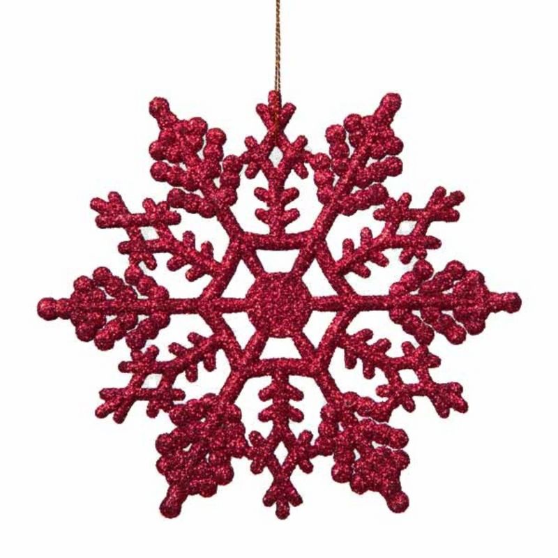 Northlight 24ct Glitter Snowflake Christmas Ornament Set 3.75" - Berry Red, 3 of 4