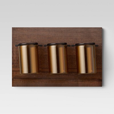15" x 10" Medium Warm Wooden Plaque with Metal Mason Jars Brown - Threshold™