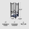 Panacea Firewood Rack Hearth Center with Fireplace Brush, Tong, Shovel, Poker, and Storage Shelf for Indoor and Outdoor Fireplaces, Black - 2 of 4