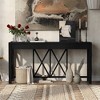 XINGHANZHENXUAN Console Table with 4 Drawers, Acacia Veneer X-Leg Entryway Table with Open Storage for Living Room, Hallway, Kitchen - 3 of 4