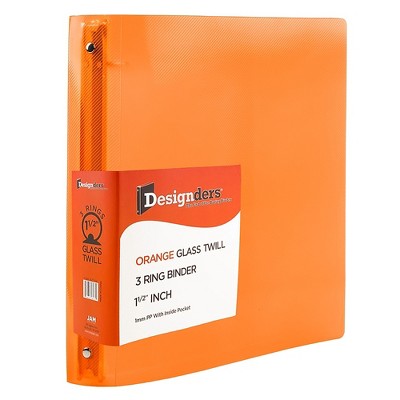 JAM Paper Plastic 1.5 Inch Binder Orange 3 Ring Binder Sold Individually 762T15OR