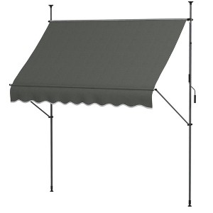 Resenkos Patio Awning, Outdoor Sun Shade Shelter Cover Awnings,8' x 4' Manual Retractable Awning, Non-Screw Patio Awning, UV Resistant, Dark Gray - 1 of 4