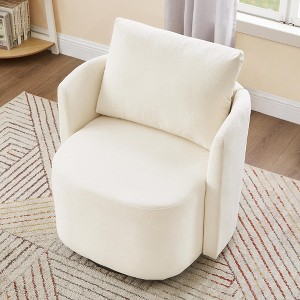 29.9" 360° Swivel Barrel Chair - Upholstered Accent Armchair with Curved Design for Living Room, Bedroom & Office - 1 of 4