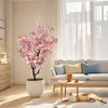 Cherry Blossom Artificial Tree Tall Realistic Fake Tree with Pink Silk Blossoms & Leaves, Indoor Decor for Home, Living Room, Office, Gift, Pink - 2 of 4