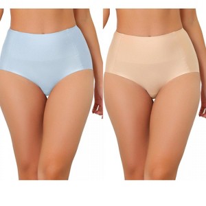 Allegra K Women's Tummy Control Unlined High-Waisted Breathable Hipster Underwear 2 Packs - 1 of 4