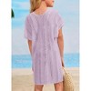 Girls Crochet Beach Cover Up Lightweight U Neck Kids Swimwear Above Knee Beach Cover Up for Girls Beachwear Tops - 2 of 4