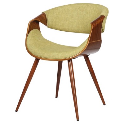 Green Faux Leather Walnut Wood Dining Chair
