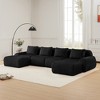 146" U-Shaped Modular Sofa Flannelette 4-Seater Ottoman Buckle No Assembly Black - 2 of 4