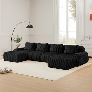 Racxily Modern L-Shaped Modular Sectional Sofa for Living Room, Oversized Couch, Boneless sofa, Movable Ottoman, Buckle connection, Anti-slip Design - 1 of 4