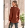 Women's Long Sleeve Pleated Blouse Top Business Casual Crewneck Shirt Smocked Ruffled Cuffs Tunic - 4 of 4