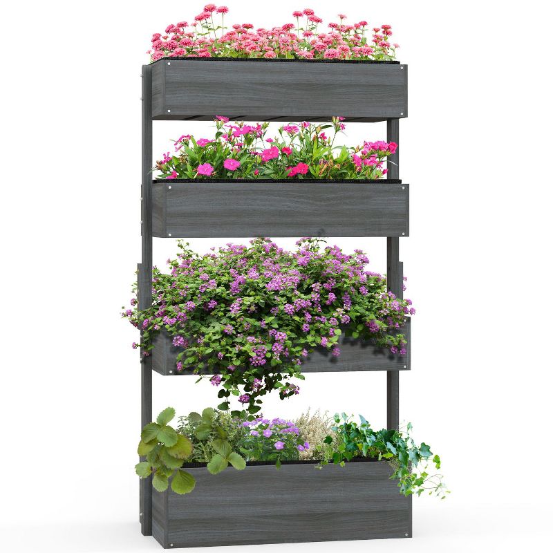 Vince 4-Tier Wooden Raised Garden Bed, Planter Stand Box, Self-Draining with Non-Woven for Flowers and Vegetables, Outdoor Furniture - The Pop Home, 2 of 10
