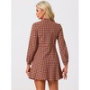 Allegra K Women's Vintage Check Plaid Ruffle Neck Button Down Long Sleeve A-Line Dress - 4 of 4