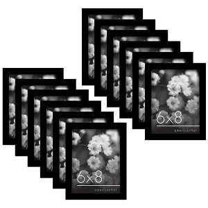 Americanflat 6x8 Picture Frame with Polished Plexiglass, Set of 12, Signature Collection, Picture Frames with Engineered Wood, Black - 1 of 4