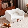 ATJafurn 25.6 Inch Faux Shearling Dog Bed Pet Sofa With Leather Nameplate, White Modern Elegant Dog Couch Furniture For Dogs and Cats Under 35lbs - 3 of 4