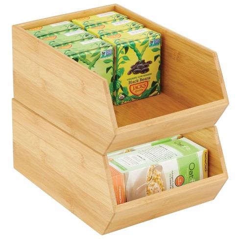 Mdesign Bamboo Stackable Food Storage Organization Bin - Natural Wood :  Target