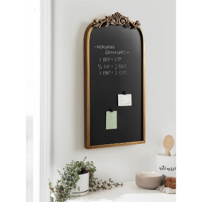 Gold Ornate Magnetic Chalkboard with Decorative Frame, 13 x 25