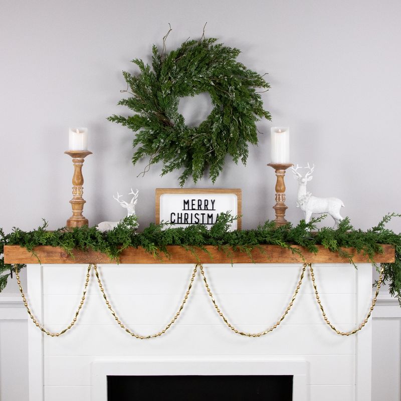 Northlight 9' Shiny and Matte Gold Beaded Christmas Garland, Unlit, 3 of 7