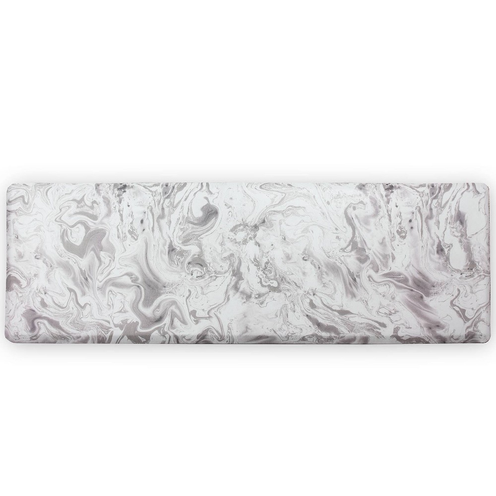 FloorPops 1'8"x5' Aegean Anti-Fatigue Comfort Long Floor Mat Gray: Skid-Resistant PVC Marble Pattern Indoor Use