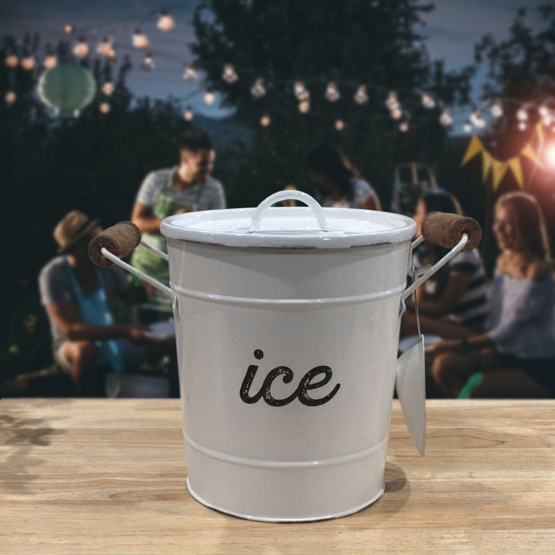 AuldHome Design Farmhouse Enamelware Ice Bucket; Retro Style Insulated Metal Ice Server, 5 of 9