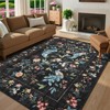 Washable Vintage Floral Printed Rug Non Slip Low Pile Rug Soft Farmhouse Throw Floor Cover Foldable Indoor Carpet for Living Room Bedroom Playroom - 2 of 4