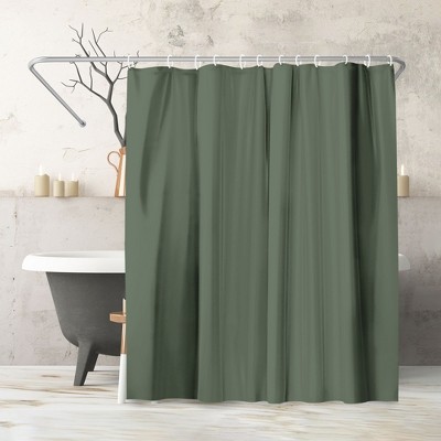 Americanflat 71x74 Solid Green Shower Curtain - 100% Polyester Shower Curtain - Water-Resistant Curtain with Metal Grommets and 12 Curtain Rings