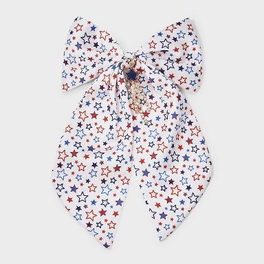 Americana Star Print Bow with Star Charm - Red/White/Blue