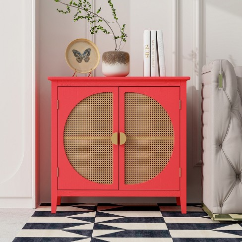 Rattan store accent cabinet